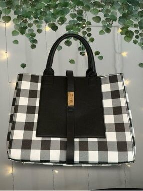 Mia K. (MFK) Collection Black and White Checkered Structured Satchel